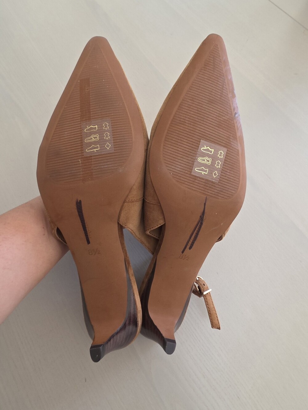 NWOT Madewell Emilie Pointed Toe Slingback Pump Tan Suede $178 Sz 8.5 - Picture 9 of 11